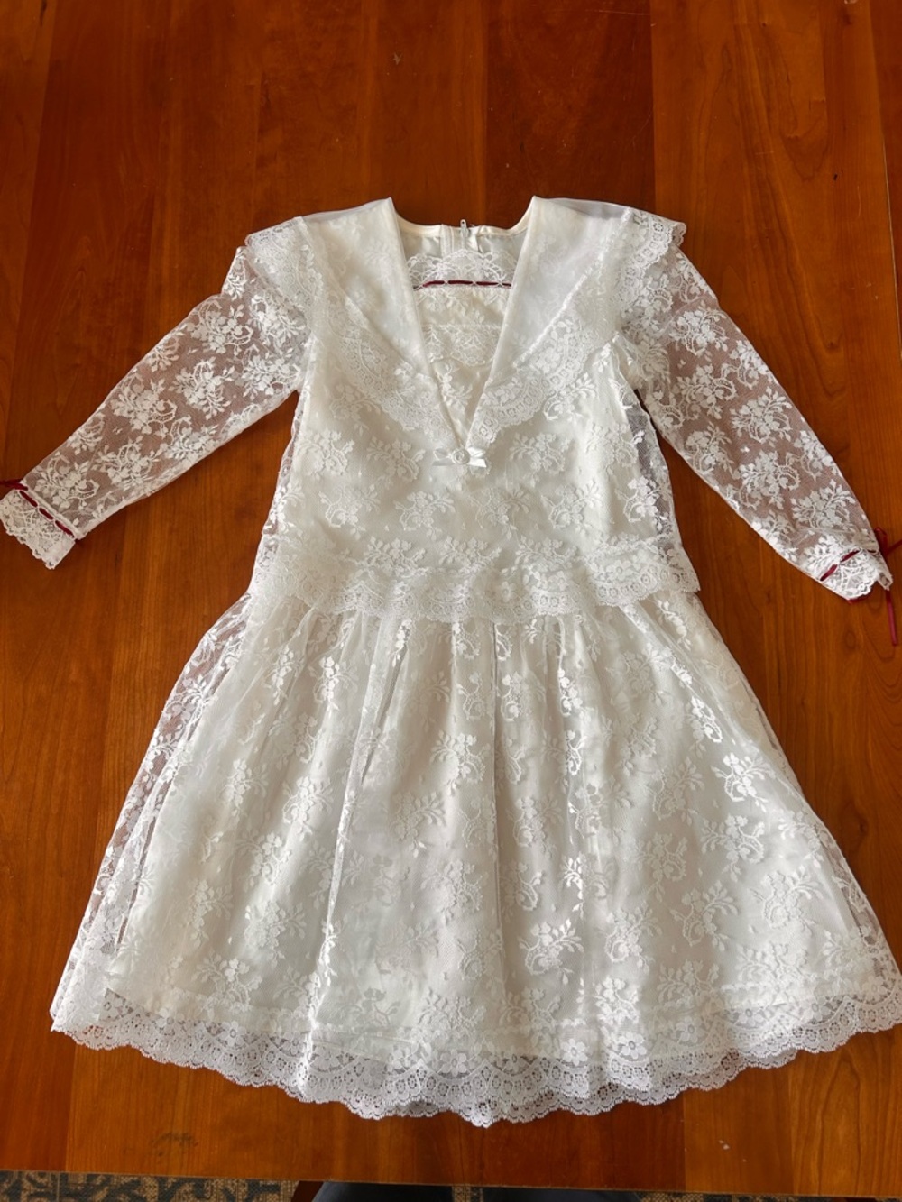Vintage 80s Jessica McClintock girls sailor neck flower girl dress Size Small
